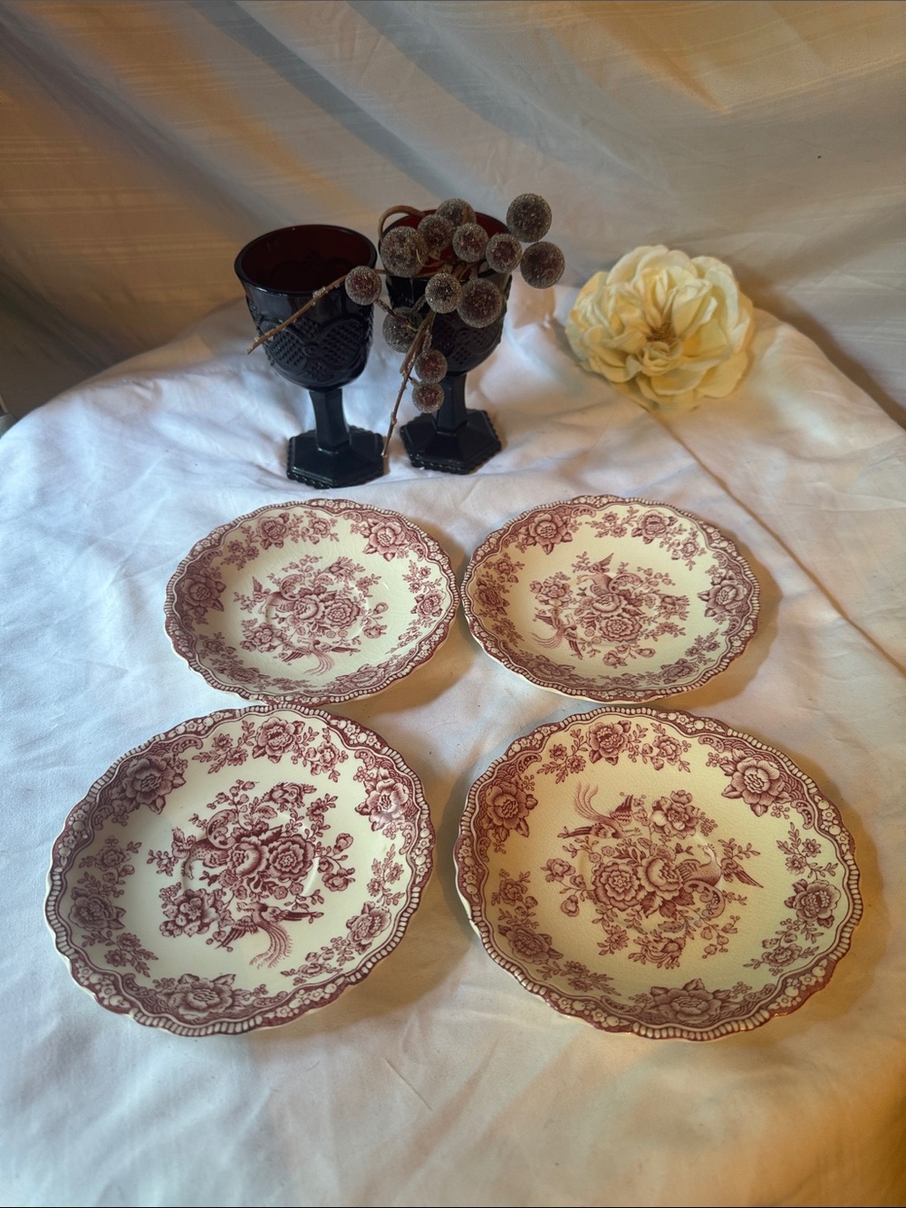 Crown Ducal Gorgeous Botanical Bristolware Tea Saucers (Set of 4)